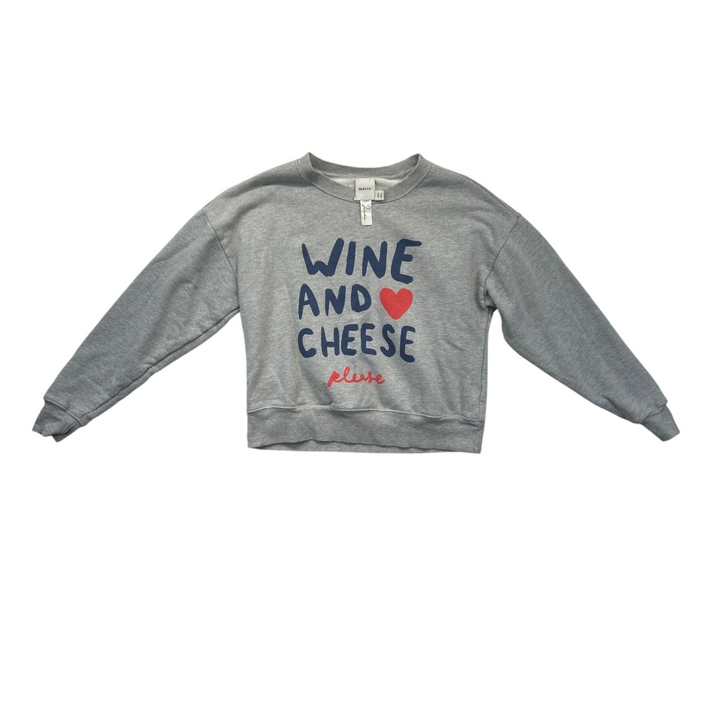 Maeve Sweatshirt Women‎ XXS Grey Wine and Cheese Jordan Nickson Graphic Casual